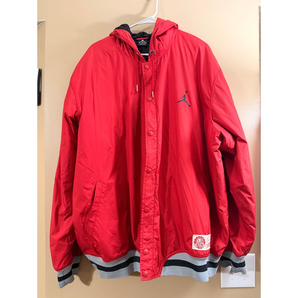 Vintage Nike Air Jordan BKLYN 63 Red Coach Jacked Hooded Windbreaker 23 Mens 3XL